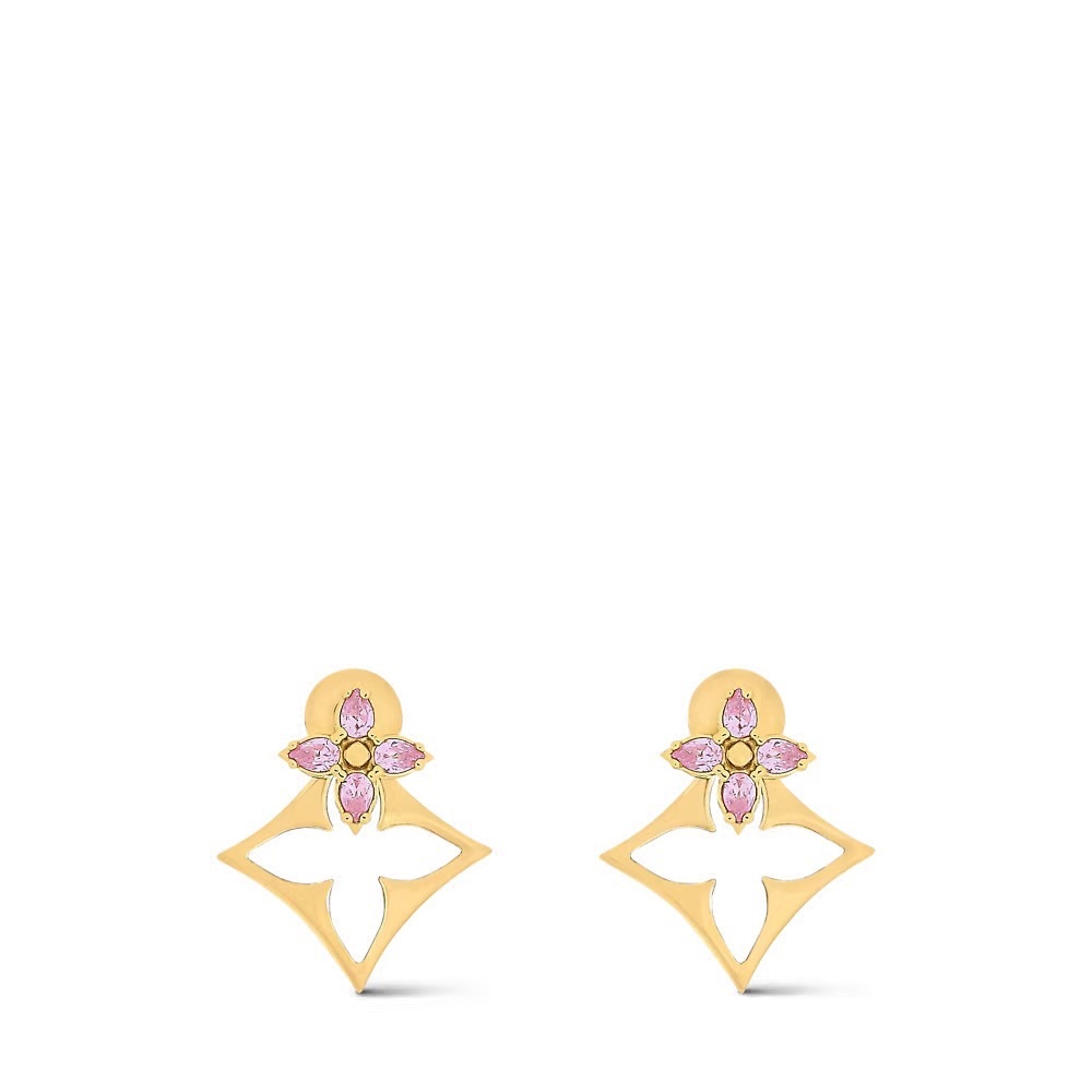Gold-Tone Pink Crystal Butterfly & Star Drop Earrings 99% New